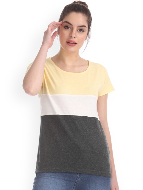 

Sugr Women Charcoal Colourblocked Pure Cotton Top