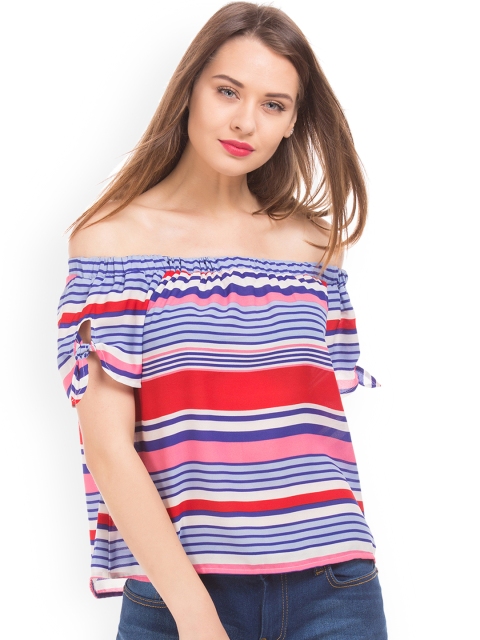 

Sugr Women Multicoloured Striped Bardot Top, Multi