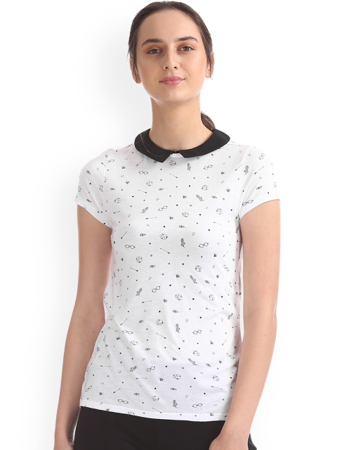 

Sugr Women Off-White Printed Shirt Style Top