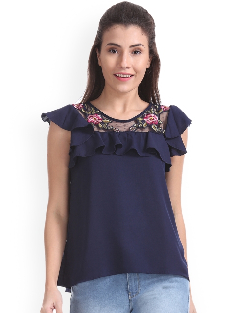 

Sugr Women Blue Printed A-Line Top