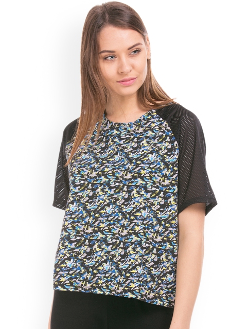 

Sugr Women Black Printed Raglan Sleeves Top