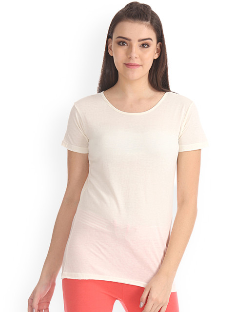 

Sugr Women White Solid Round Neck T-shirt