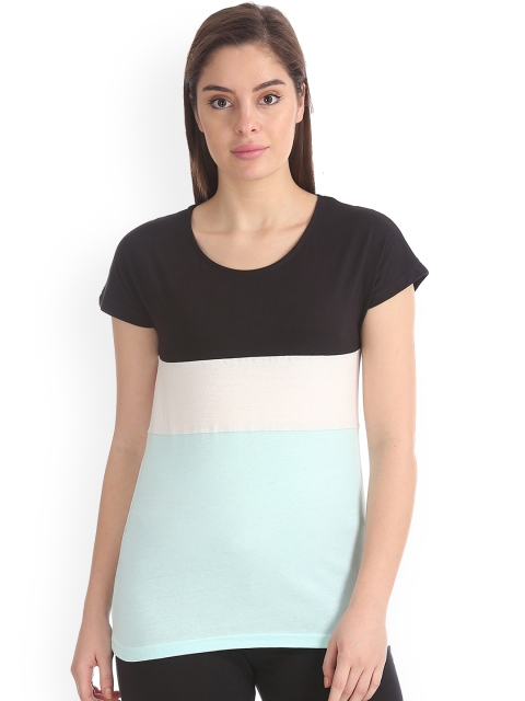 

Sugr Women Black Colourblocked Round Neck T-shirt