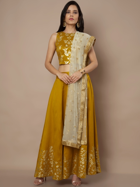 

INDYA Blue & Golden Sequinned Dupatta