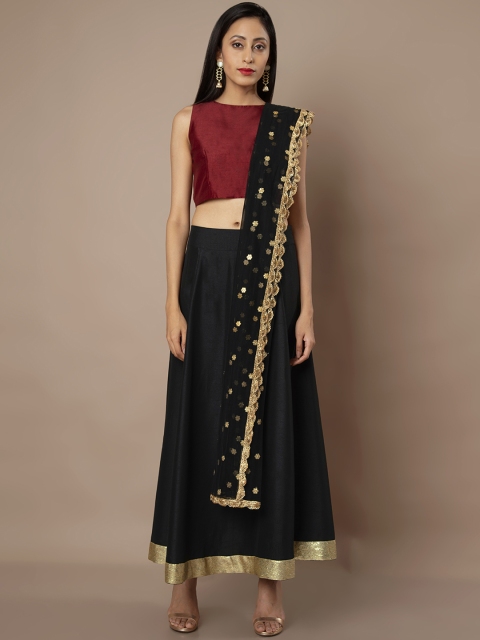 

INDYA Black & Golden Sequinned Dupatta