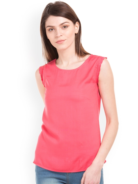 

Sugr Women Pink Solid Styled Back Top