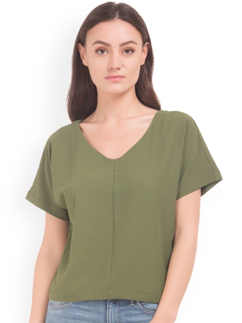 

Sugr Women Olive Green Solid Top