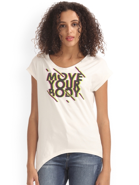

Sugr Women Off-White Printed High-Low Top