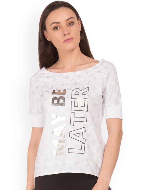 

Sugr Women White Printed Pure Cotton Top