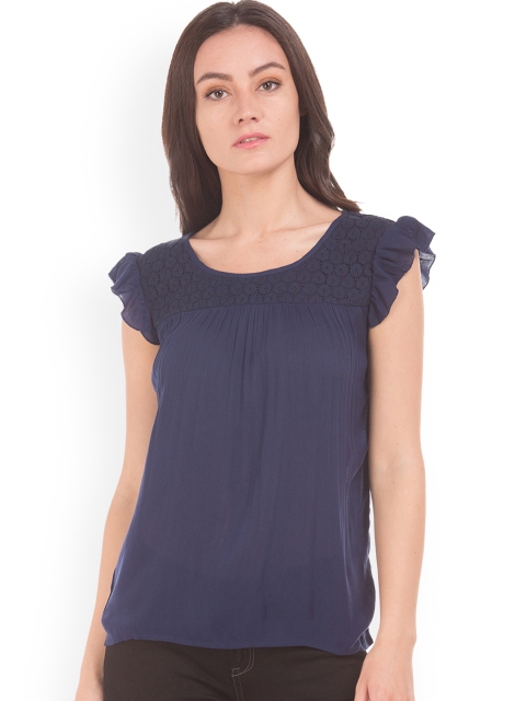 

Sugr Women Navy Blue Self Design Top
