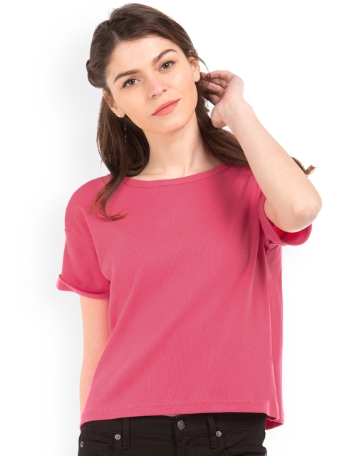 

Sugr Women Pink Solid T-shirt