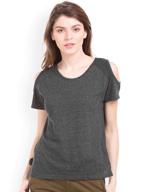

Sugr Women Charcoal Grey Solid Top