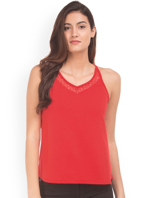 

Sugr Women Red Solid Styled Back Top