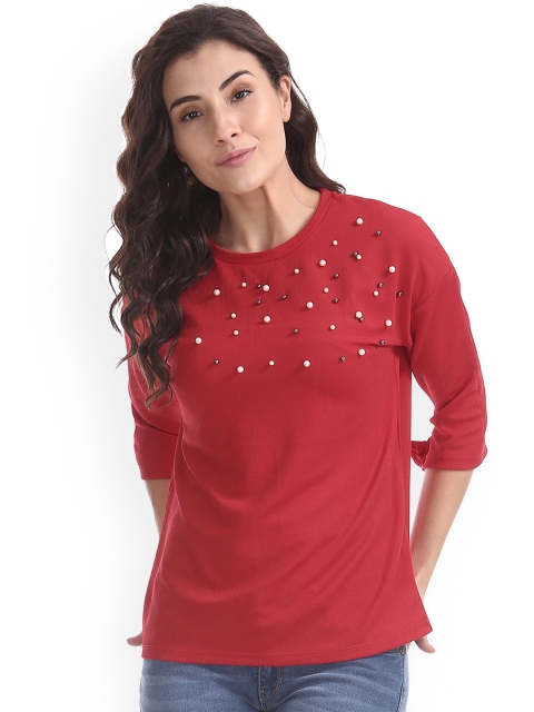 

Sugr Women Red Embellished Top