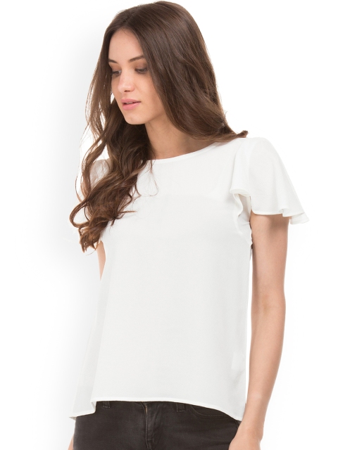 

Sugr Women White Solid A-Line Top