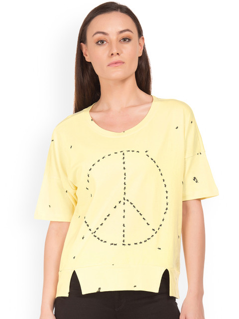 

Sugr Women Yellow Printed Top