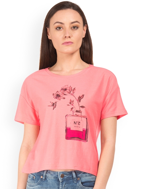 

Sugr Women Pink Printed Pure Cotton Top