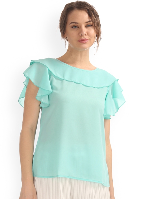 

Sugr Women Sea Green Solid A-Line Top