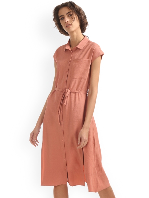 

ELLE Women Pink Solid Shirt Dress