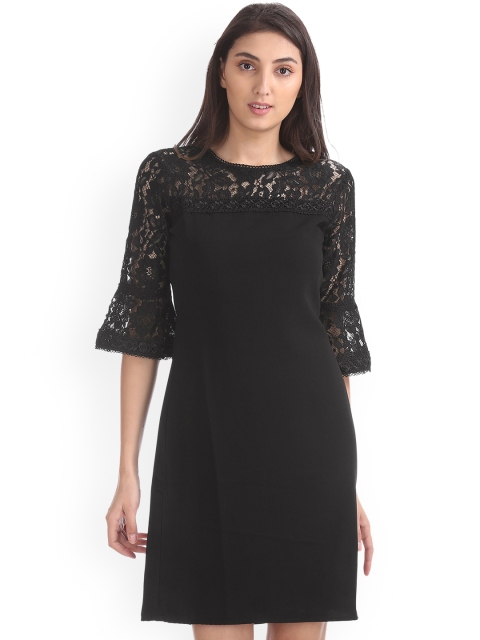 

ELLE Women Black Solid Sheath Dress