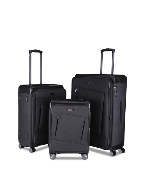 

Nasher Miles Budapest Hard PP & Soft Melange Set of 3 Luggage Bag (19, 24 & 28 inch) Black