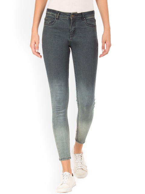 

Sugr Women Grey Skinny Fit Low-Rise Clean Look Ombre Cropped Jeans