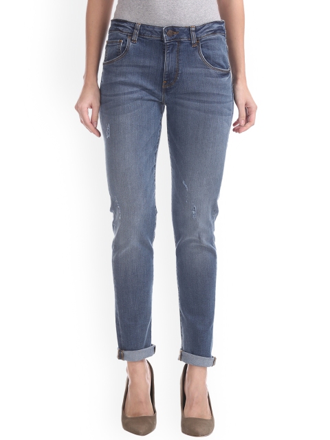 

Sugr Women Blue Slim Fit Mid-Rise Low Distress Stretchable Jeans