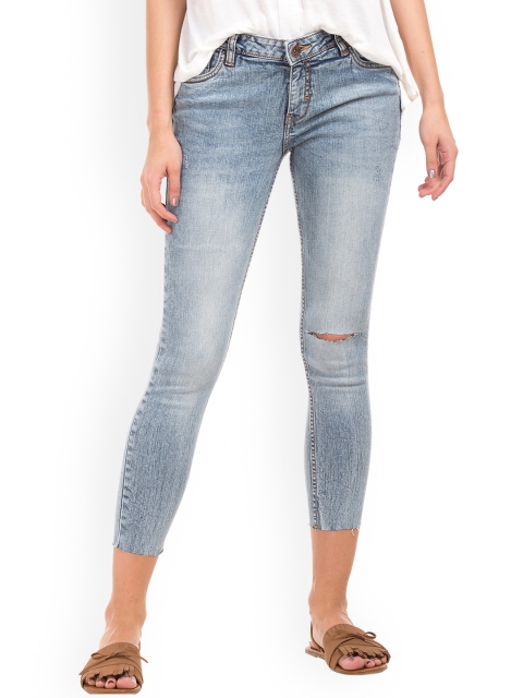 

Sugr Women Blue Skinny Fit Mid-Rise Slash Knee Stretchable Jeans