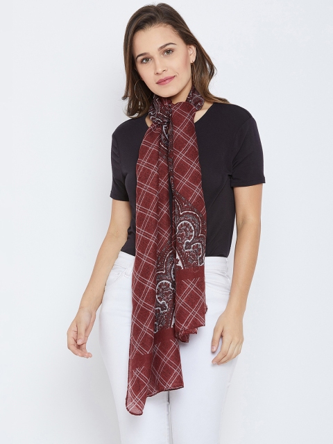 

Alvaro Castagnino Women Maroon & White Checked Stole
