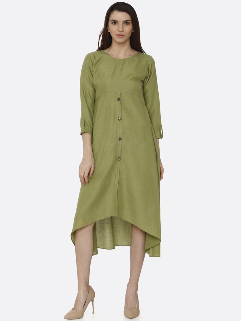 

RAISIN Women Green Solid A-Line Dress