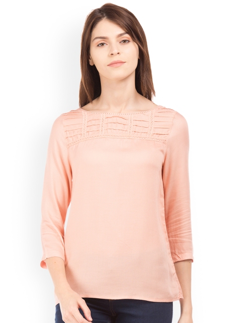 

Cherokee Women Peach-Coloured Solid Top