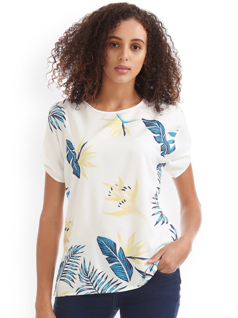 

Cherokee Women Off-White Printed Top