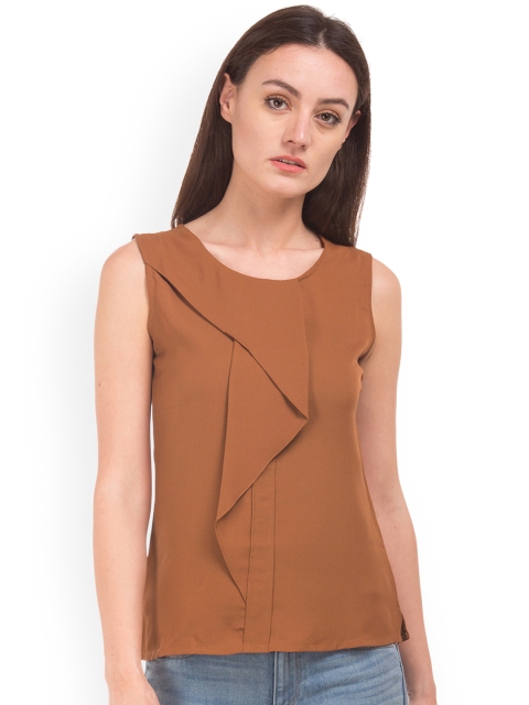 

Cherokee Women Brown Solid A-Line Top