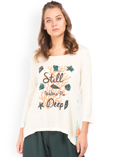 

Cherokee Women Cream-Coloured Printed A-Line Top