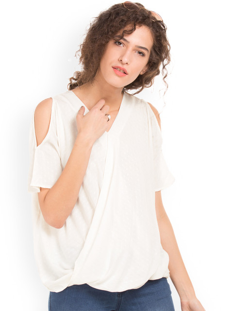 

Cherokee Women White Printed Blouson Top