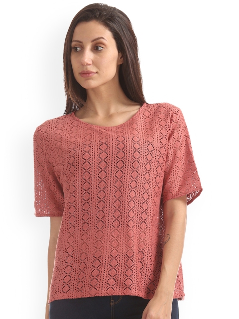 

Cherokee Women Peach-Coloured Self Design Pure Cotton Top