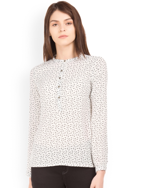 

Cherokee Women Off-White Printed Shirt Style Top