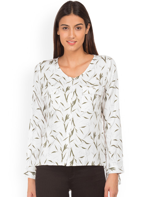 

Cherokee Women Off-White Printed Top