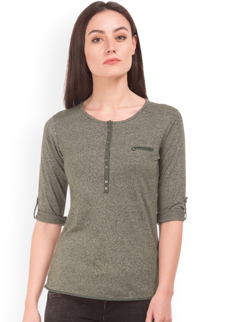 

Cherokee Women Charcoal Grey Solid Top