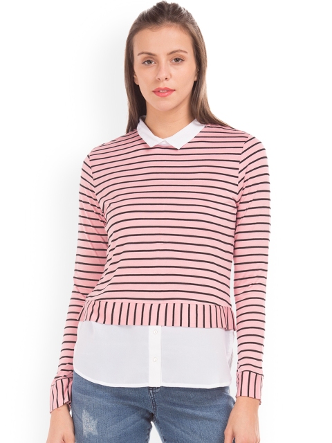 

Cherokee Women Pink Striped Shirt Style Top
