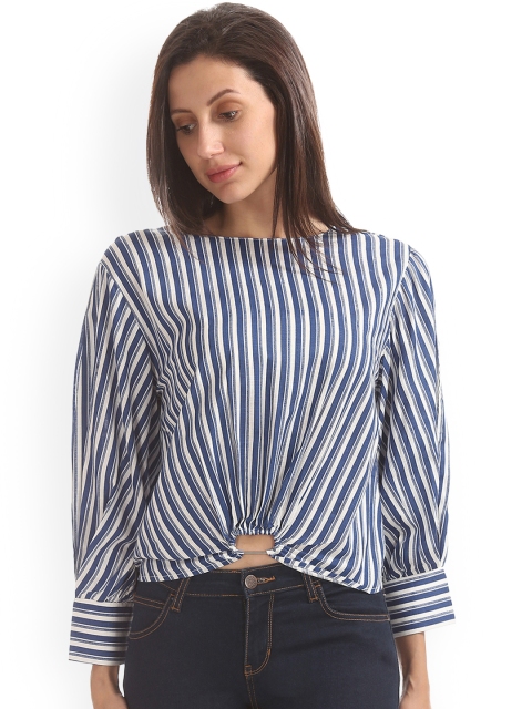 

Cherokee Women Off-White Striped Top