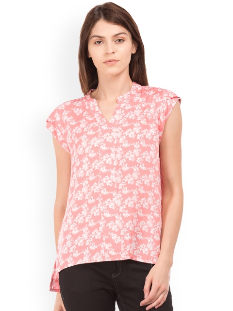 

Cherokee Women Pink & White Printed High-Low Top