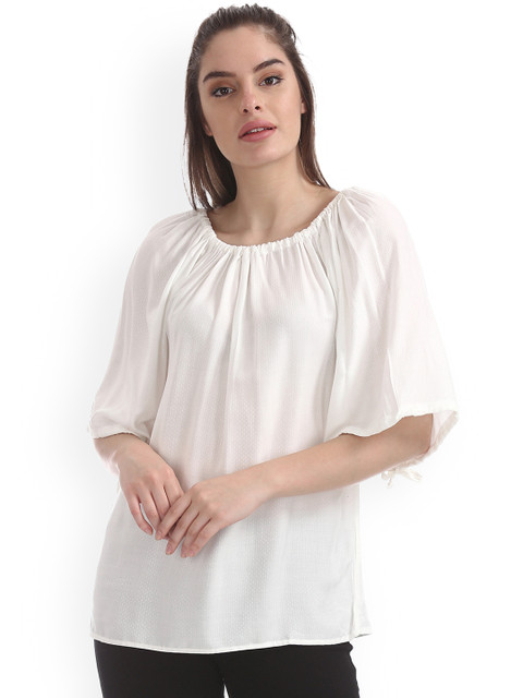 

Cherokee Women Off-White Self Design A-Line Top
