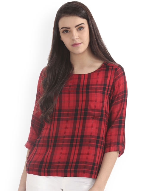 

Cherokee Women Red Checked Top