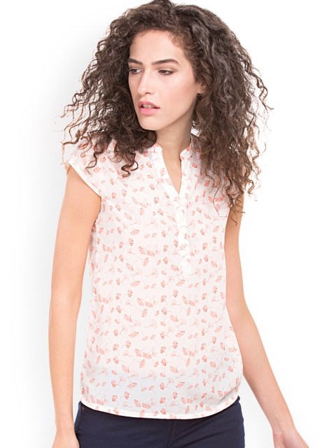 

Cherokee Women Off-White Printed Top
