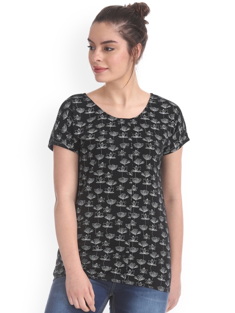

Cherokee Women Black Printed Round Neck T-shirt