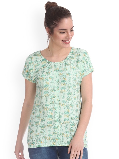 

Cherokee Women Green Printed Round Neck T-shirt