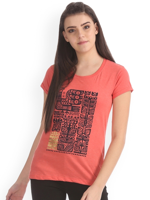 

Cherokee Women Red Printed Round Neck T-shirt