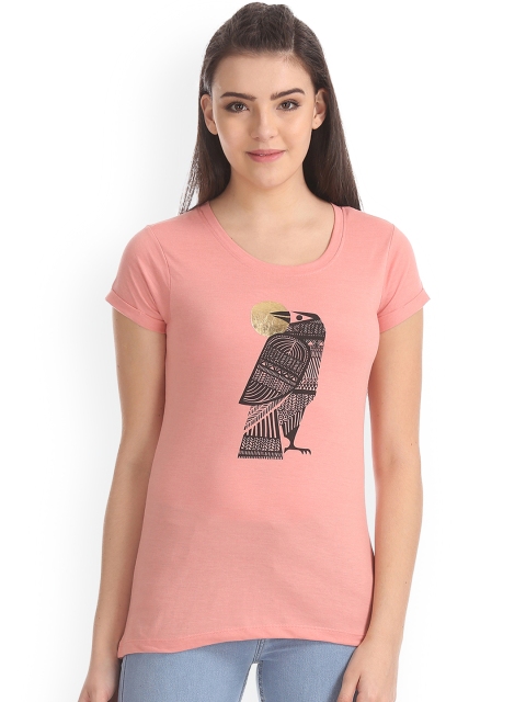 

Cherokee Women Pink Printed Round Neck T-shirt