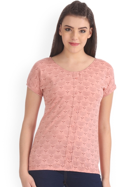 

Cherokee Women Pink Printed Round Neck T-shirt